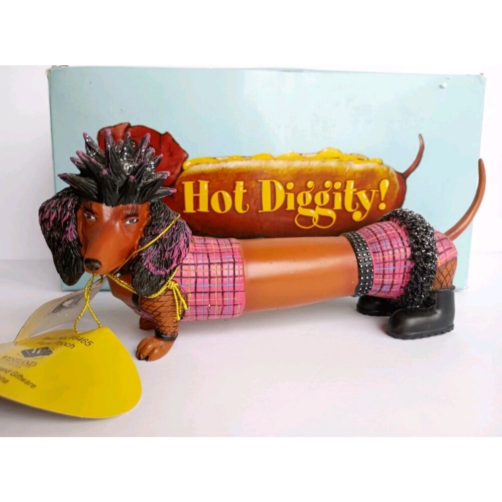 RARE! Westland Hot Diggity Dog "Punk Pooch" #16465 Dachshund Figure Rockstar
